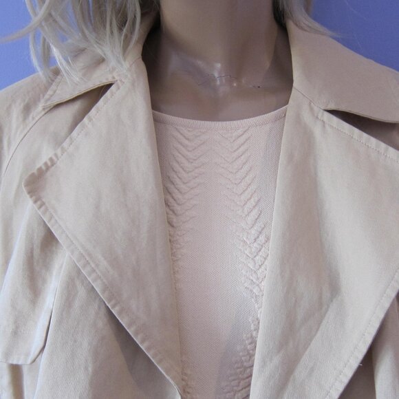 FRAME CROPPED SWING BELTED TRENCH COAT JACKET SAND S - Picture 2 of 11